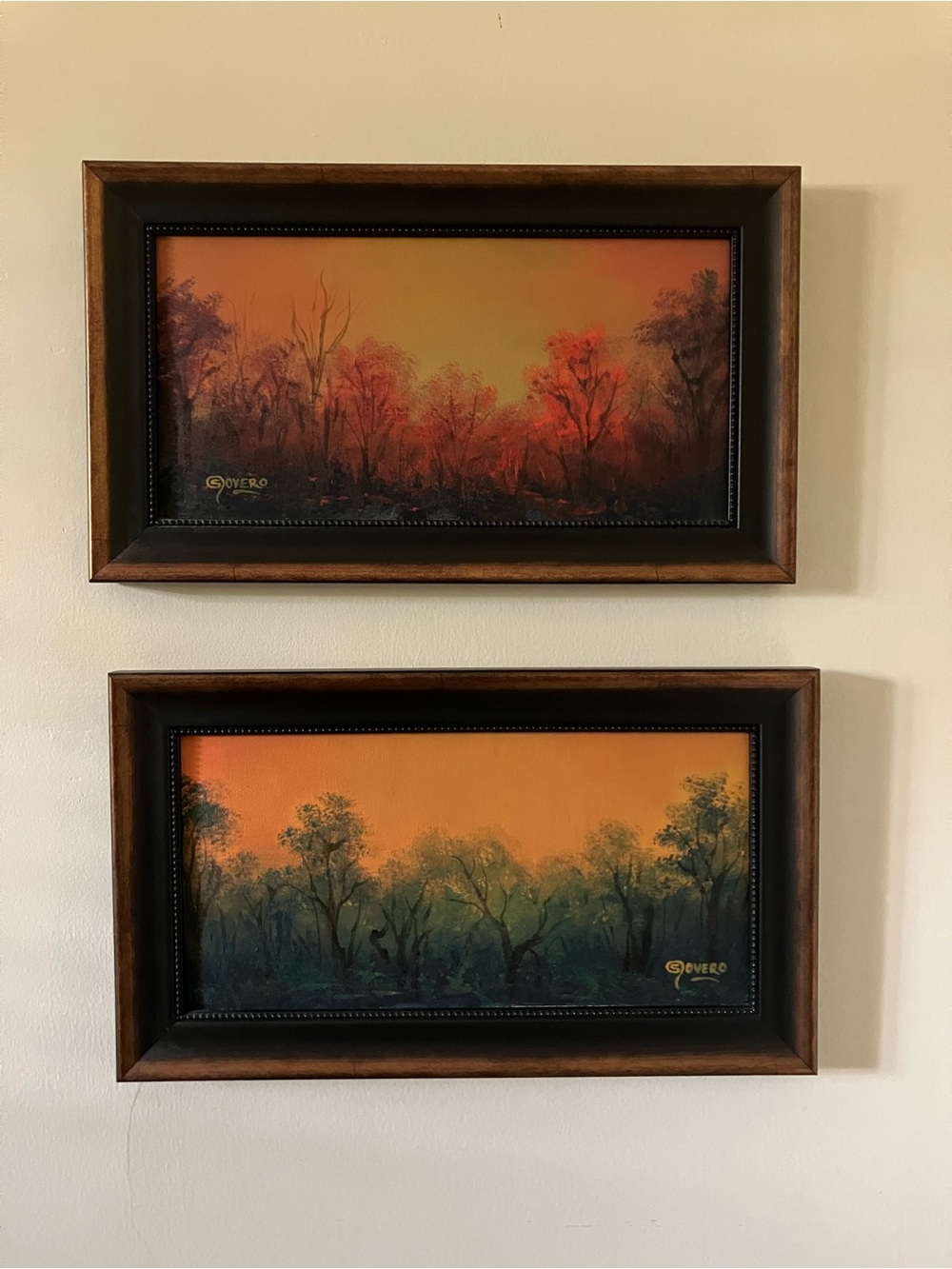 Custom Framed Pair of Paintings Oil on Canvas by artist David Sovero